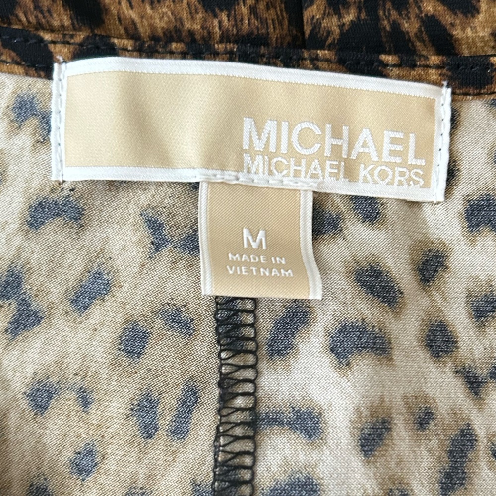 Michael Kors Women’s Dark Camel Leopard Print Wrap Dress size Medium - Picture 12 of 14
